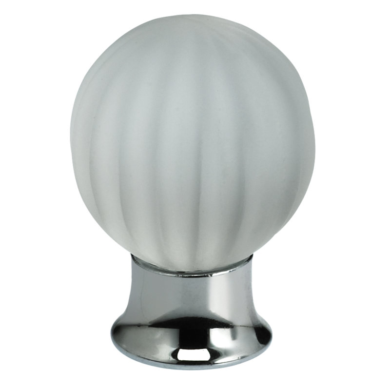 Crystal Knob, 1" H x 1" W x 1.38" D, Polished Chrome Satin