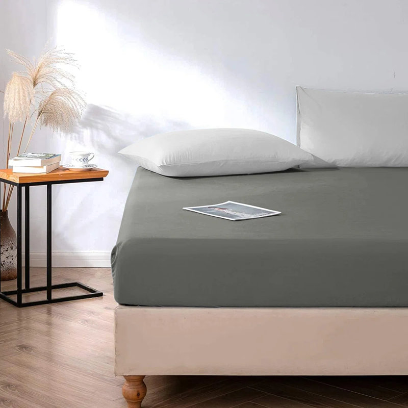 Sulltane Ultrasoft Cotton Blend Jersey Knit Fitted Sheet, Double (4'6), Grey