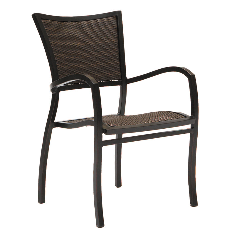 Aire Stacking Patio Dining Chair with Cushion, Aire #2 Ancient Earth/Black Walnut