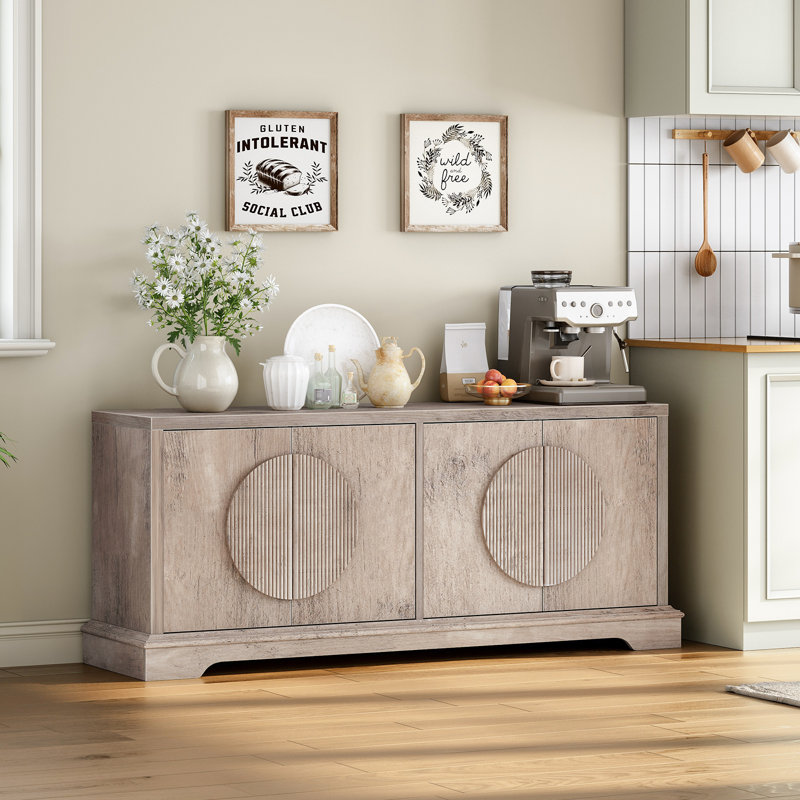 Sideboard Buffet Cabinet With Push-to-open Doors, Storage Cabinet With Adjustable Shelves