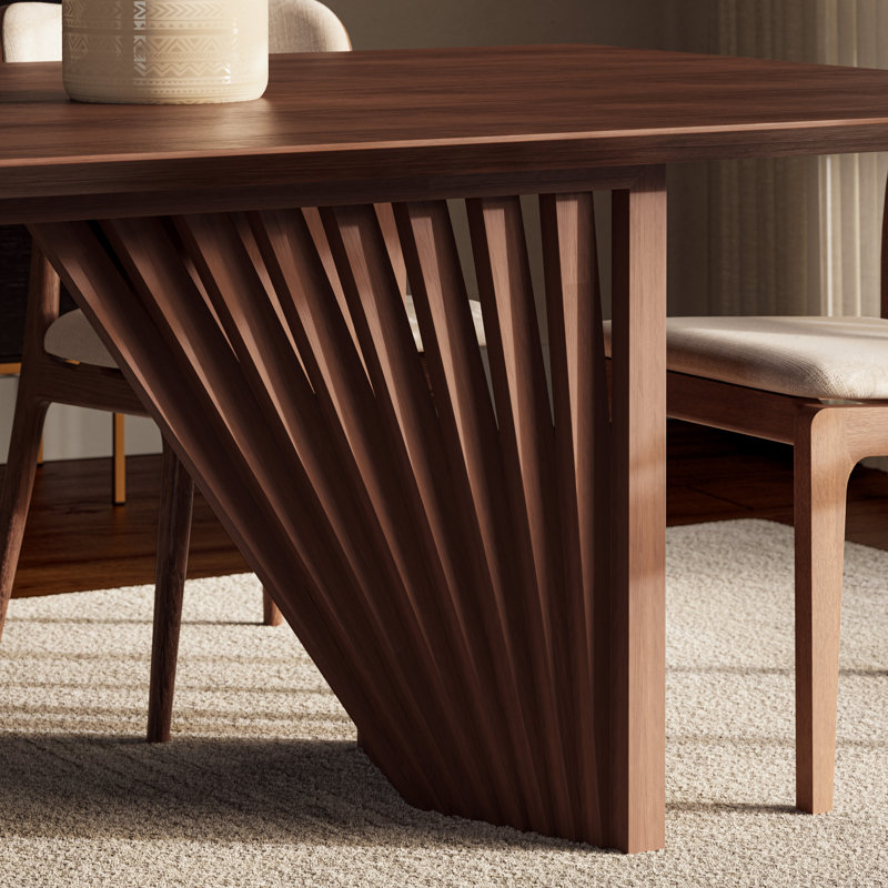 Modern Brazilian Laguna Glass Top Dining Table, Nogal