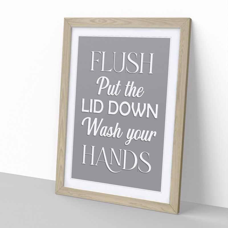 Put The Lid Down - Single Picture Frame Print on Wood, Oak Framed, 65cm H x 48cm W x 2cm D