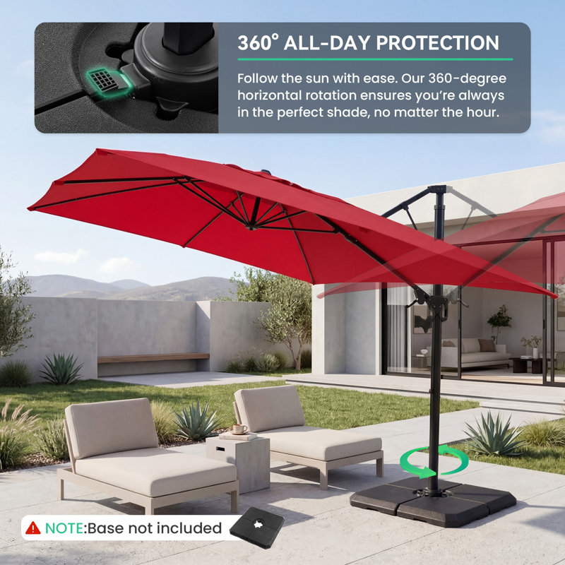 Parasol en porte-à-faux 10 * 13 pi, 10 * 13 pi, Rouge