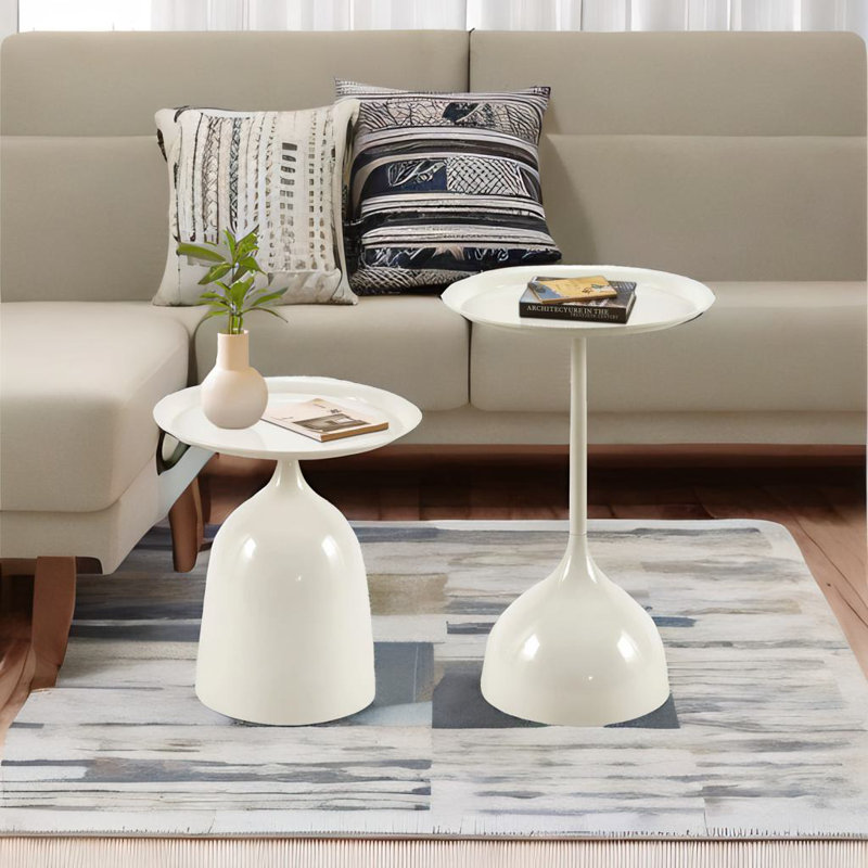 Side Table Set, White