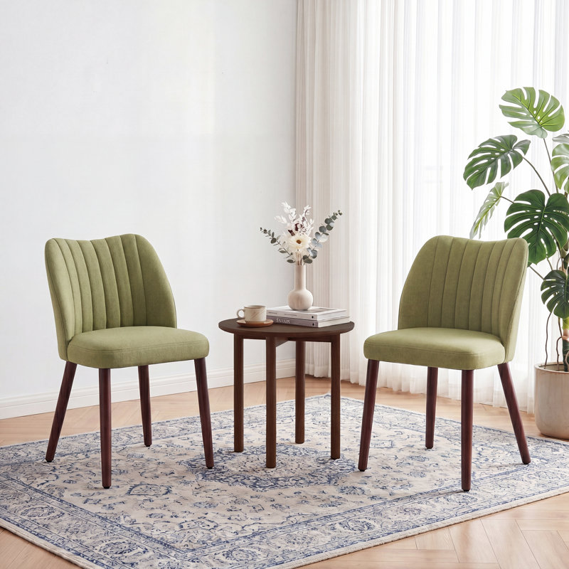 Chaise d'appoint de salle à manger rembourrée moderne avec pieds en bois , Vert