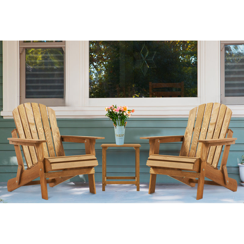 Oversized Outdoor Wooden Folding Adirondack Chair, Light Brown
