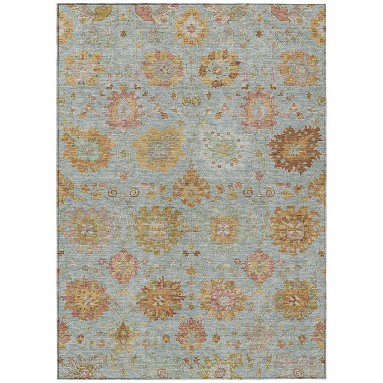 Machine Washable Indoor/Outdoor Efimenko ACN2289 Damask Rug