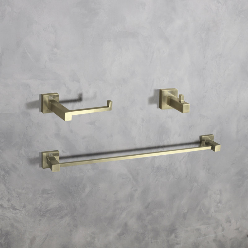 Isla 3 - Piece Bathroom Hardware Set, Brushed Gold
