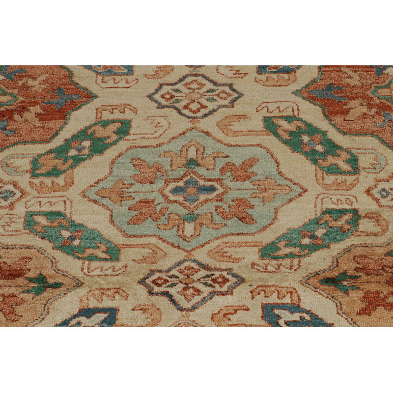Distressed Homage Hand Knotted Silk Geometric Area Rug, Runner 3' x 8'