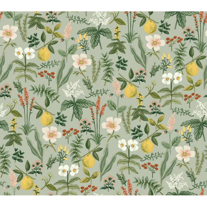 Papier peint adhésif Herb Garden Sage Botanical, Vert