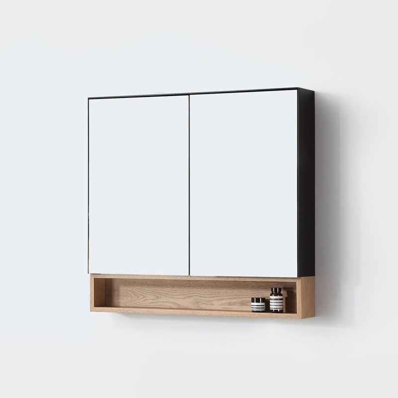 Bergen 36" Medicine Cabinet, Matte Black/Pecan Oak