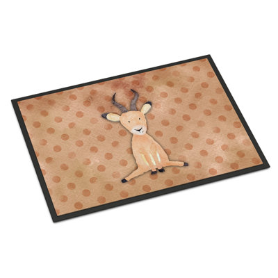 Tapis de porte d’extérieur anti-dérapant aquarelle antilope Leandro