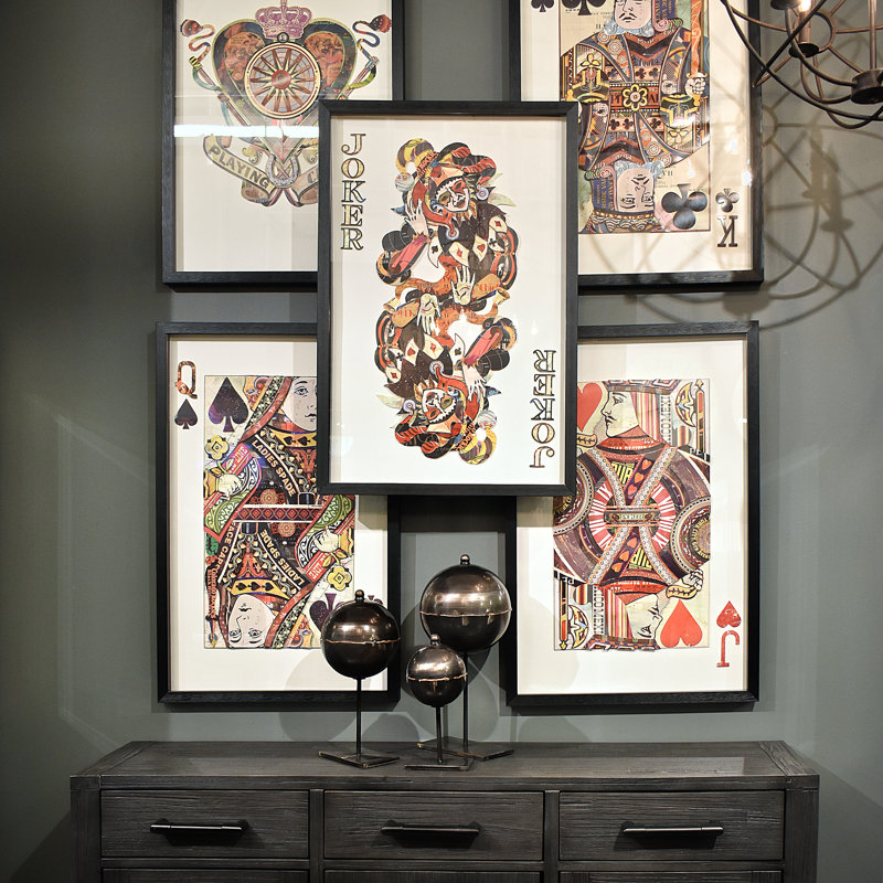 « jack of hearts », impression encadrée gris/rouge