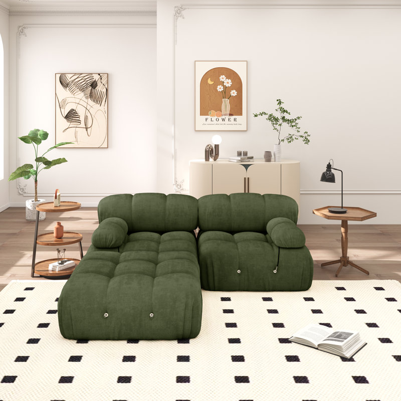 Canapé modulaire rembourré et désossé pour le salon, Vert