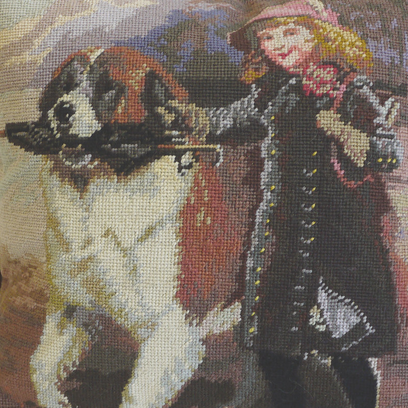 Off To School Needlepoint Throw Pillow