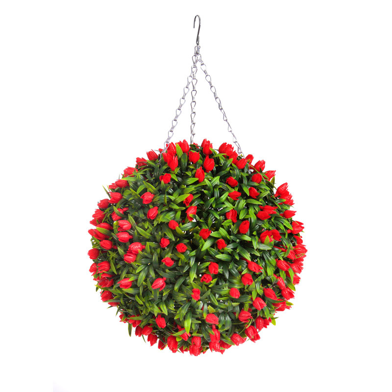 Faux Plant, 38cm H x 38cm W x 38cm D, Red