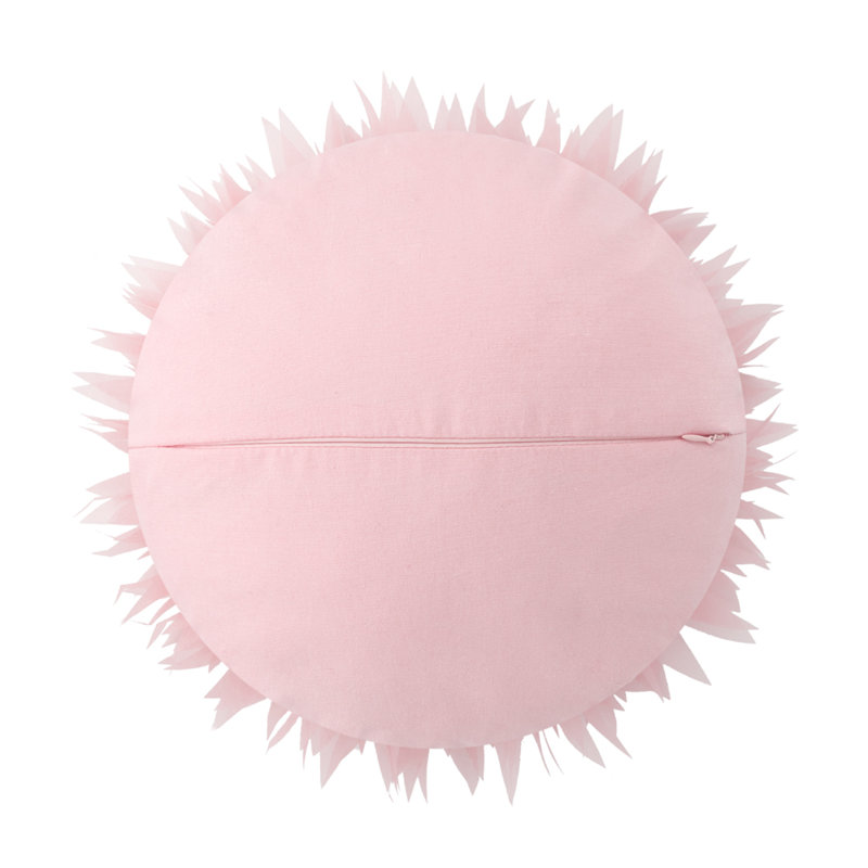 Pink Round 12" Polyester Sunflower Decorative Cushion
