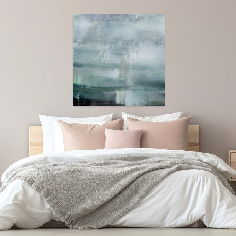 Voile azur baie - détail abstrait art contemporain, H 32 po x l 32 po