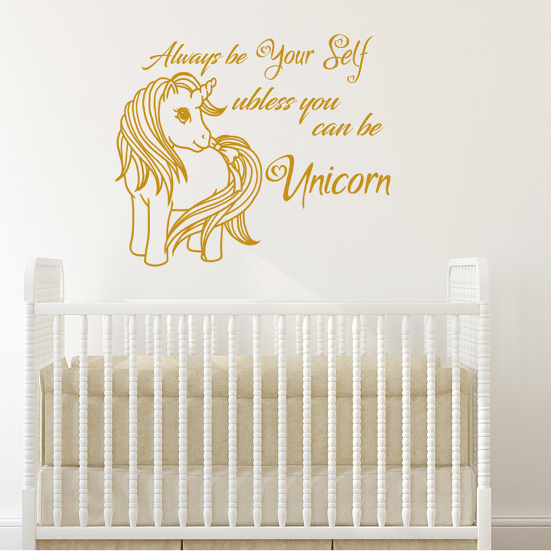 Décalcomanie murale chambre de bébé licorne, Or