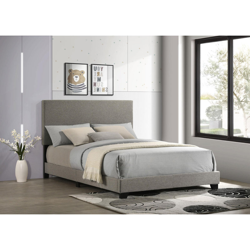 Fabric Upholstered Panel Bed, Taupe, Full