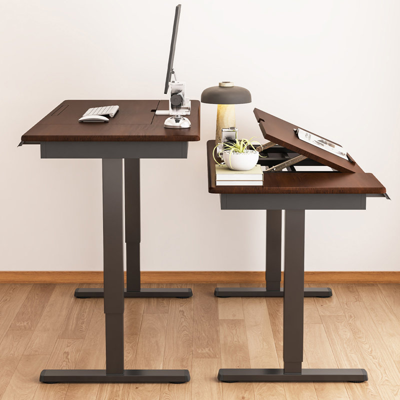 Bureau rectangulaire en bois massif noyer, H 29,53 po x L 70,87 po x l 25,59 po