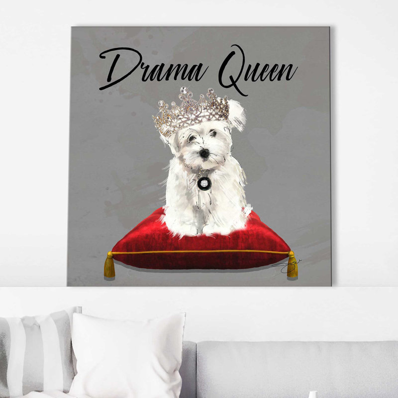 Drama Queen Westie (Square) par By Jodi - impression, H 18" x l 18" x P 1", Toile tendue