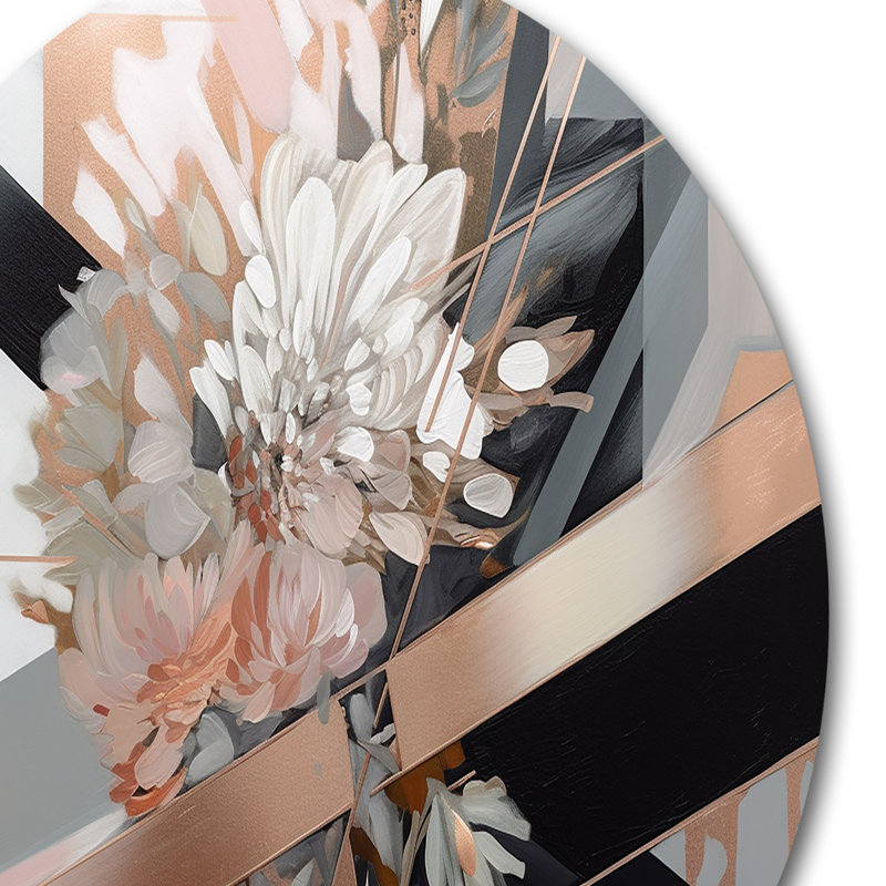 Élégance florale linéaire en or rose I, H 36 po x l 36 po x P 1 po