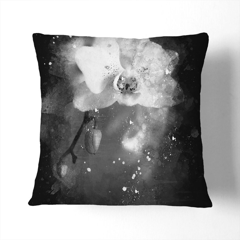 Pretty Orchid Cushion with Filling, White, 40cm H x 40cm W x 15cm D