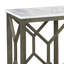 Console de canapé Agas de 41 pouces, plateau en marbre véritable blanc, structure géométrique en bois de manguier gris cendré délavé sablé