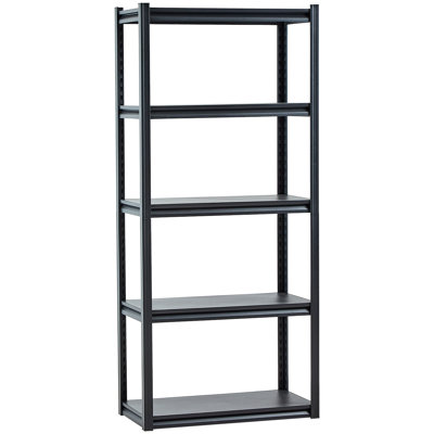5 16" D X 32" W 72" H Garage Storage Shelves, 2000 Lbs Capacity, Carbon Steel, Coating, Adjustable Split Design For Under Stairs, Black Load Capacity 16X32x72 Shelving, Rust And Scratch Resistance,