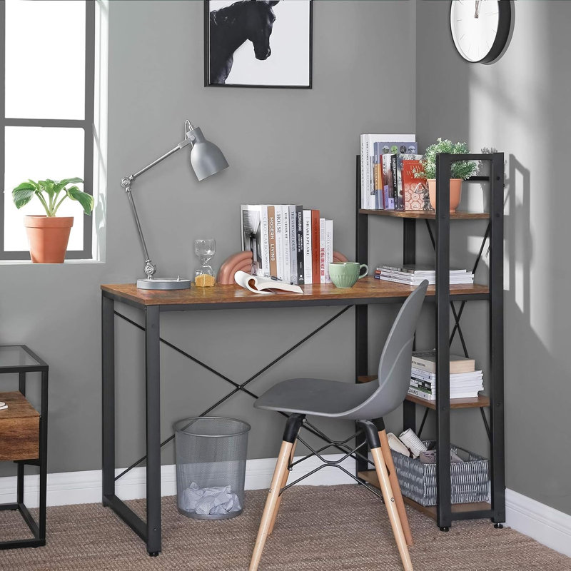 Citlali Writing Desk, Black, Rustic Brown