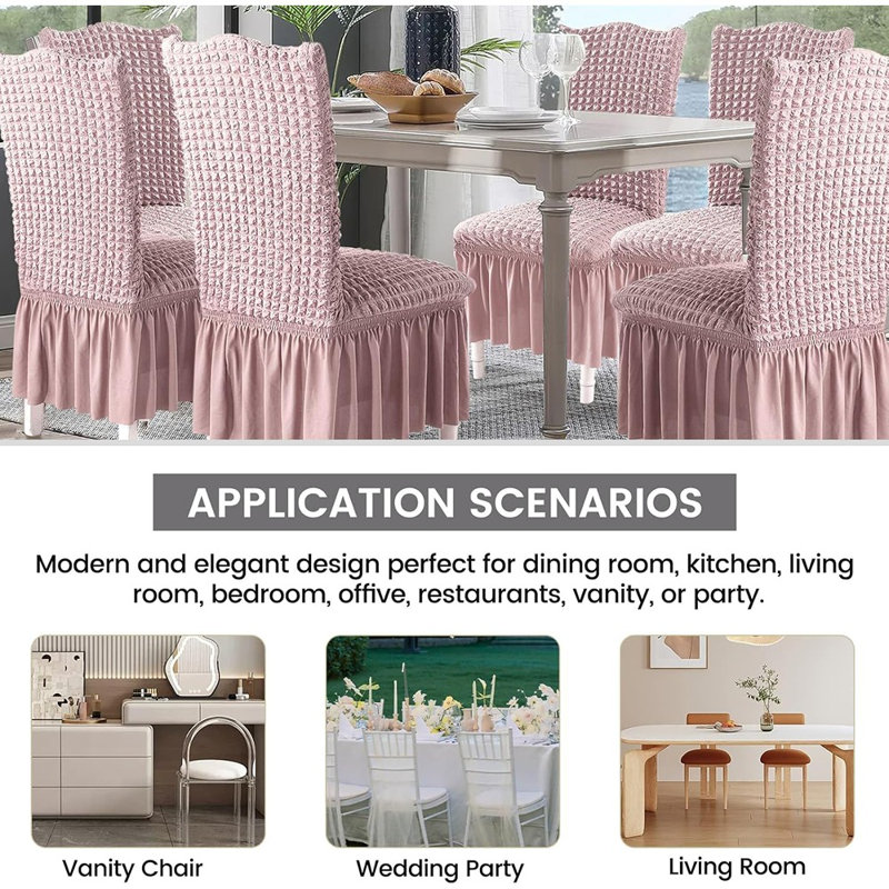 Housses de chaises de salle à manger - Mauve - Paquet de 6, extensible, lavable, housses avec jupe, ajustement universel, décoration maison / fête / cuisine / Fêtes