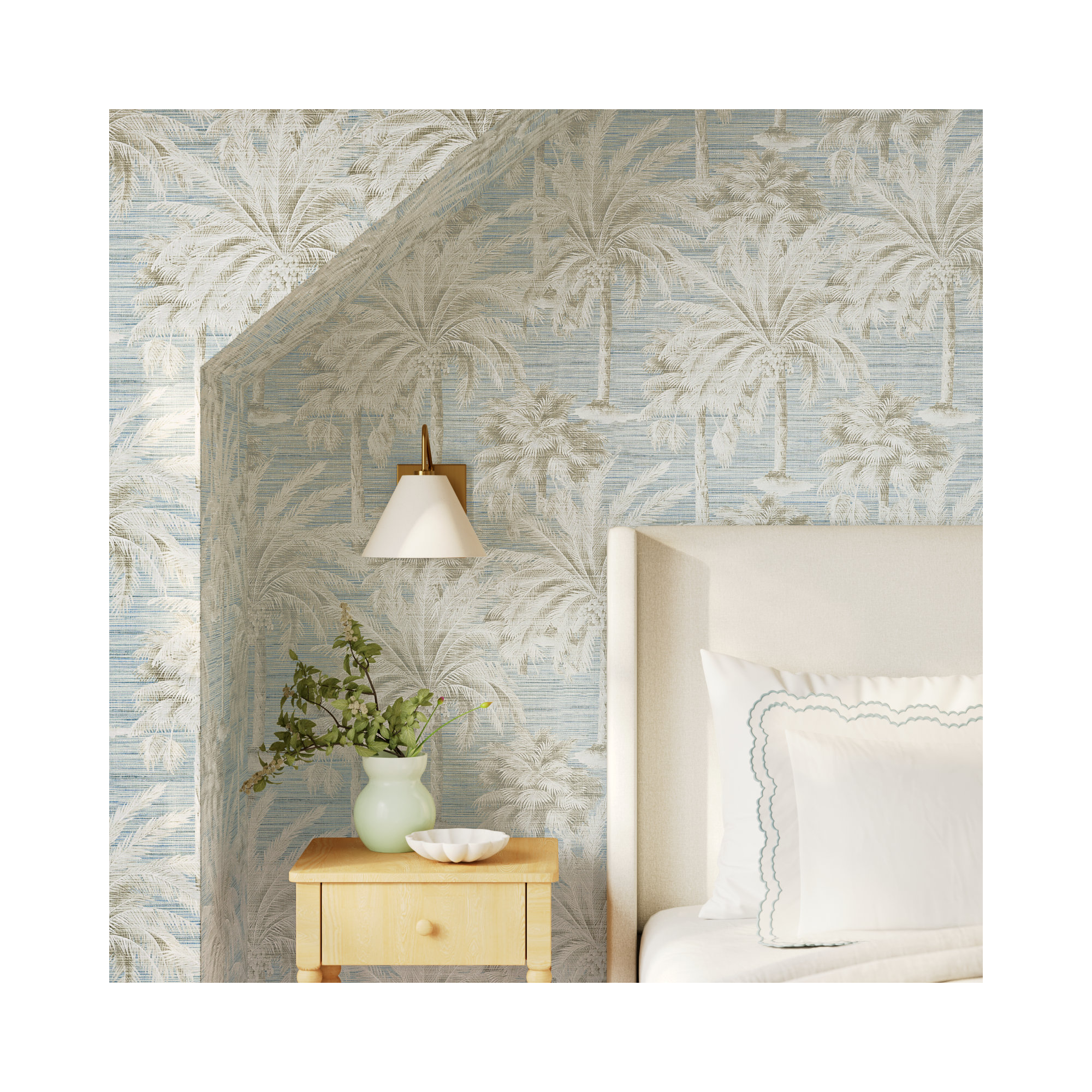 Paonia 27' x 27" Texture Wallpaper Roll, Blue