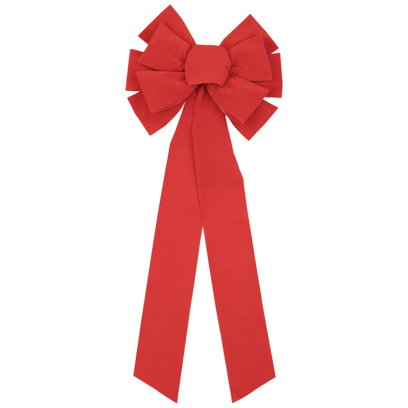 Décoration de Noël en forme d’arc en velours rouge à 11 boucles 14 "X 34"