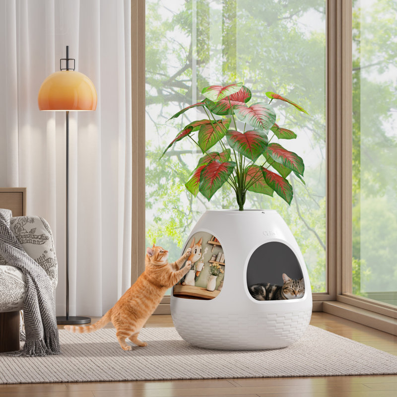Maison pour chat chauffée avec purificateur d'air, Blanc