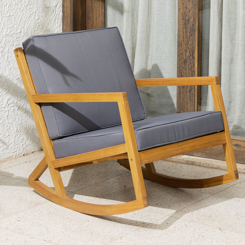 Chaise berçante d'extérieur Louis Acacia, gris