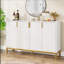 Buffet de 59 po de largeur simple moderne blanc doré