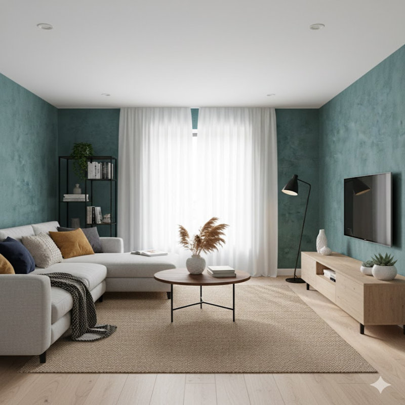 The Loft Collection Concrete Effect Wallpaper Roll, Green