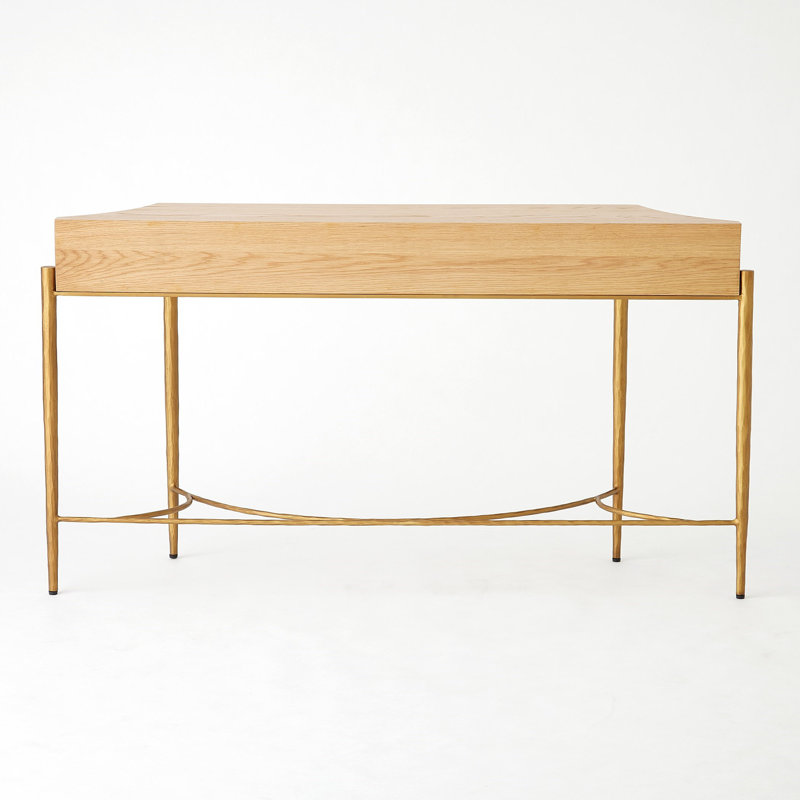57.5'' W Solid Wood Console Table, Brown, Gold