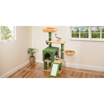Multi-Level Cactus Cat Tree Tower with Perches, Condos, and Scratching Posts