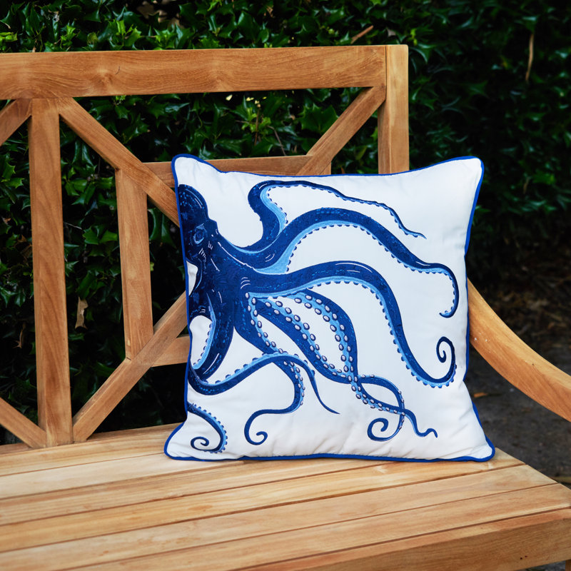 Embroidered Outdoor Throw Pillow