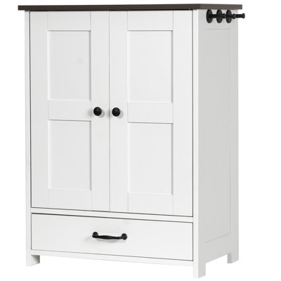 Dog Feeding Station, Dog Food Storage Cabinet with Hidden Dog Bowls, Adjustable Panel