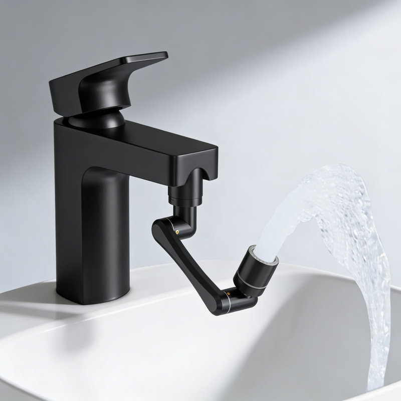 Extension de robinet rotatif 1440 ° et aérateur avec 2 modes d'eau, bras robotisé pivotant pour éviers de cuisine et de salle de bain, fabrication en laiton massif