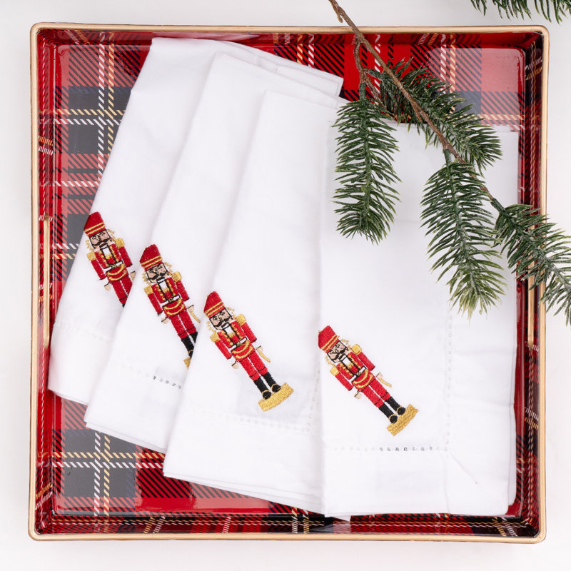 Serviette de table brodée casse-noisette