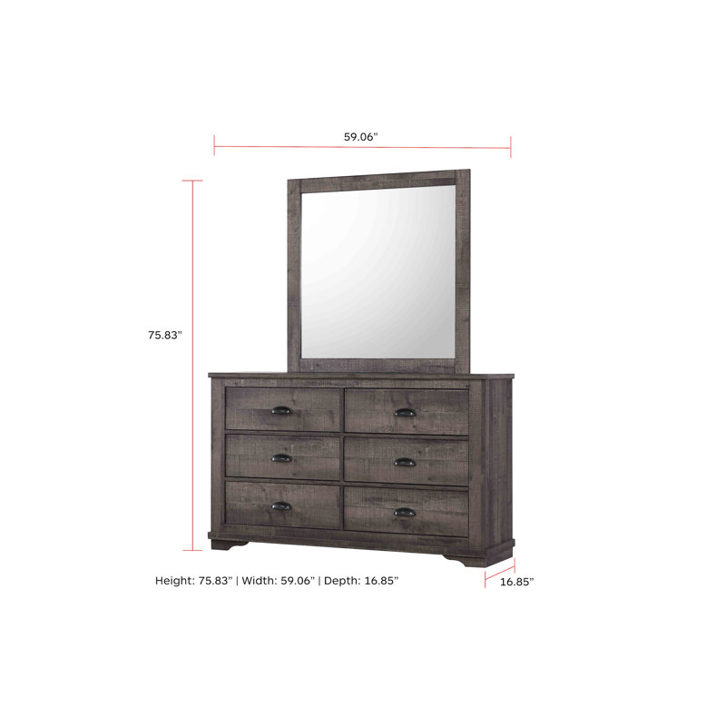 Coralee Gray Bedroom Mirror (Mirror Only), Gray