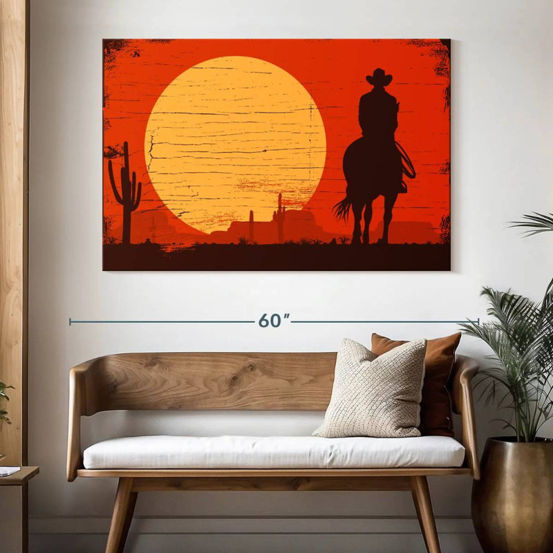 Silhouette de cowboy Lelar, H 34 po x l 51 po