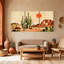 «Landscape & Nature Desert Landscape with Cacti and Sun», ensemble de 3 impressions sur toile-1098917393