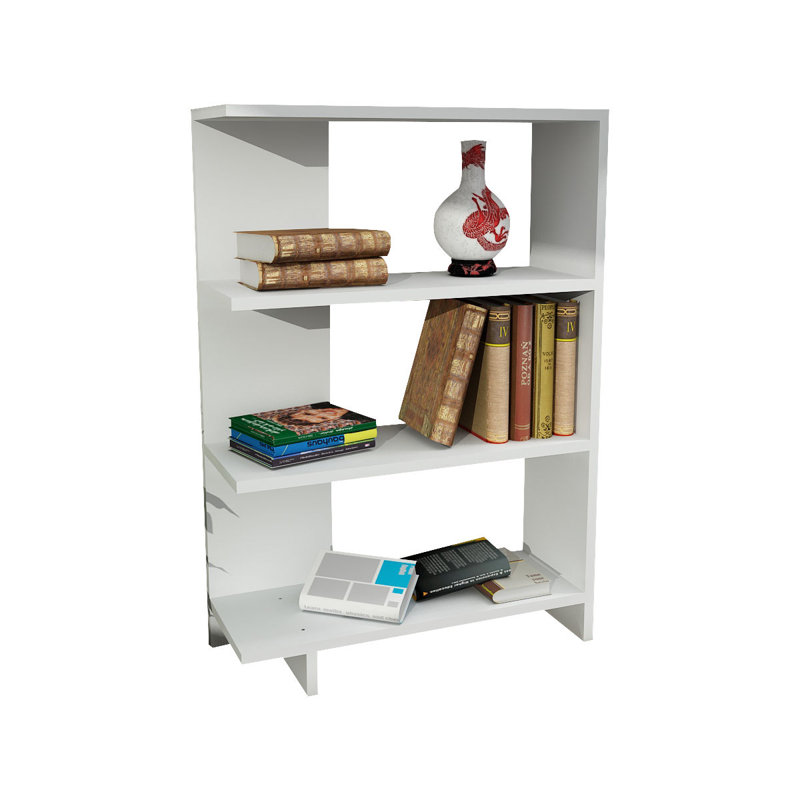 Bibliothèque de style scandinave, blanc, 24,0 x 36,0 x 9,4 pouces | 100% panneau de particules enduit de mélamine, épaisseur: 0,7 pouce | Plusieurs tablettes, fixation murale, design élégant et fonctionnel pour les espaces de vie modernes