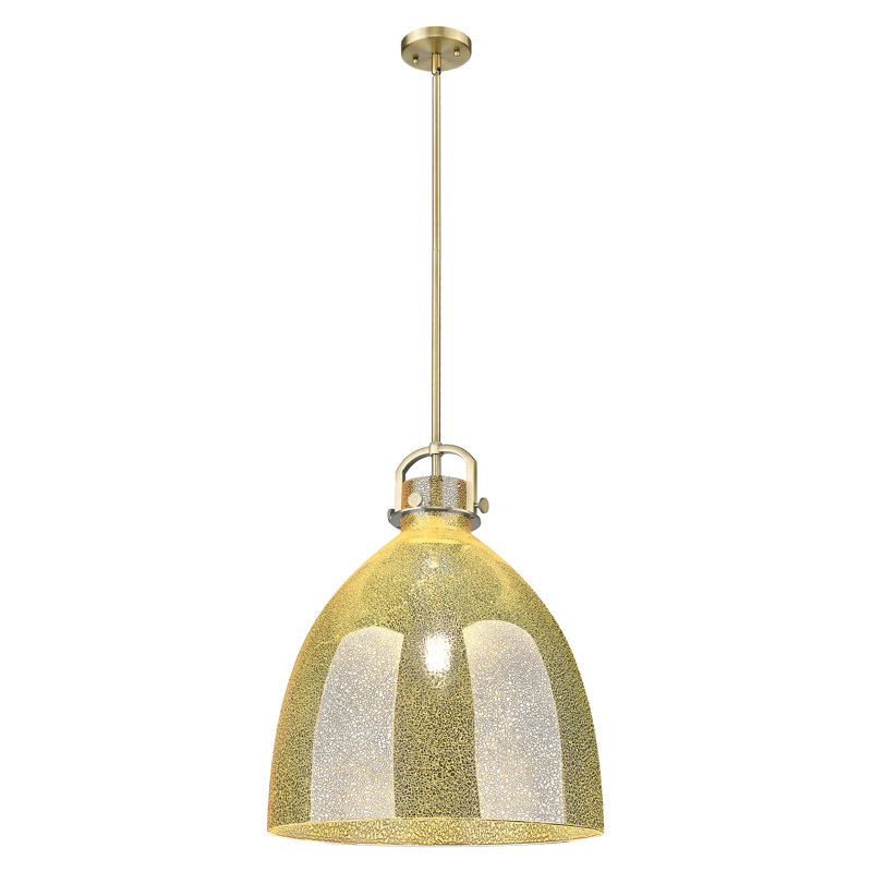 Luminaire suspendu à tige 1 lumière Wimbush 18 po, H 22 po x l 18 po x P 18 po, Laiton brossé, Mercure
