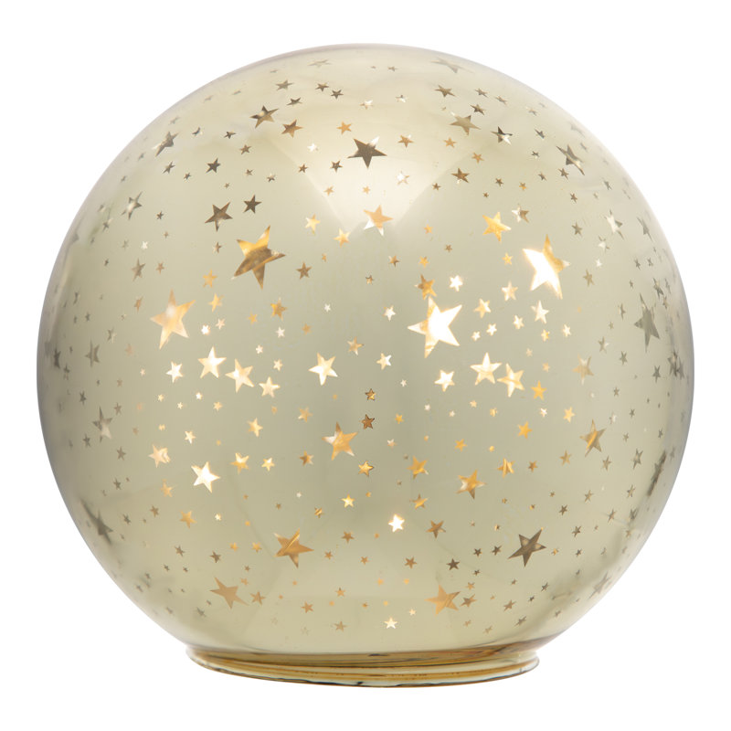 Décoration de Noël en forme de globe en forme d'étoiles à lumières DEL - 6 po - doré